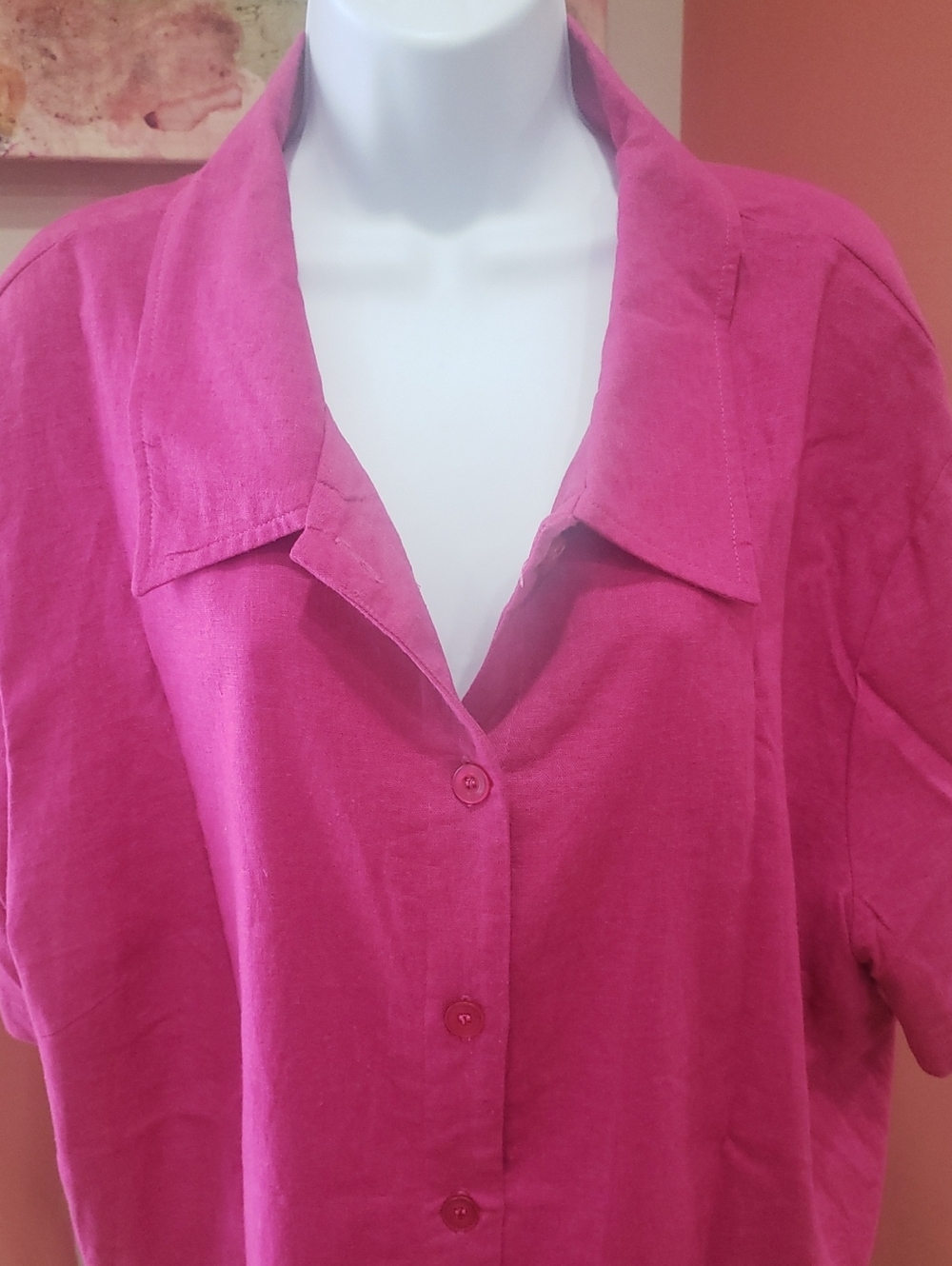Studio Ease Woman Hot Pink Button-Up Shirt, 26W